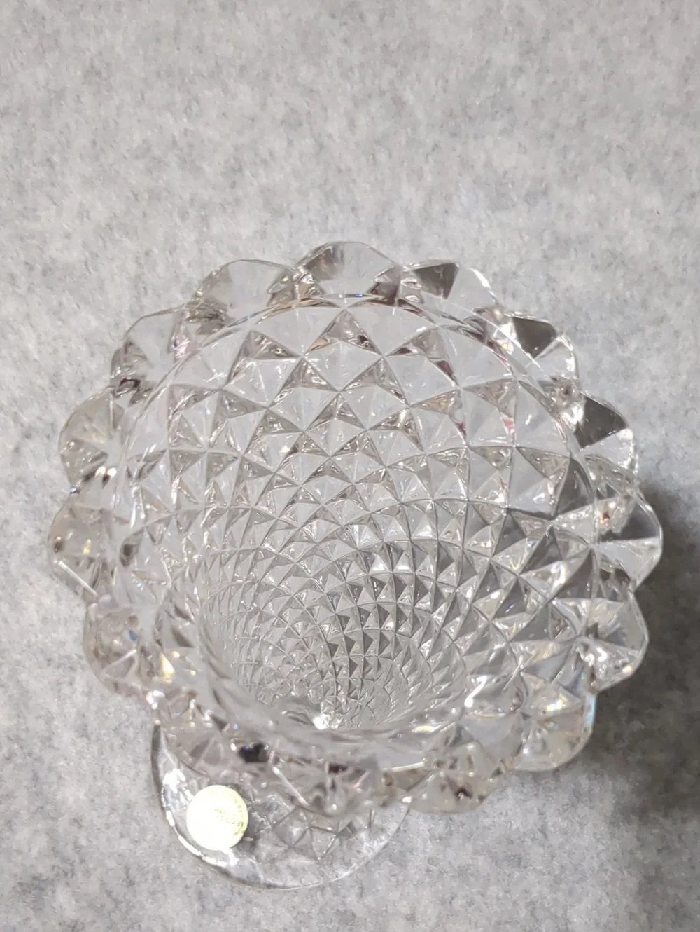 VINTAGE Princess House CRYSTAL VASE WAFFLE PATTERN ART GLASS TEXTURED